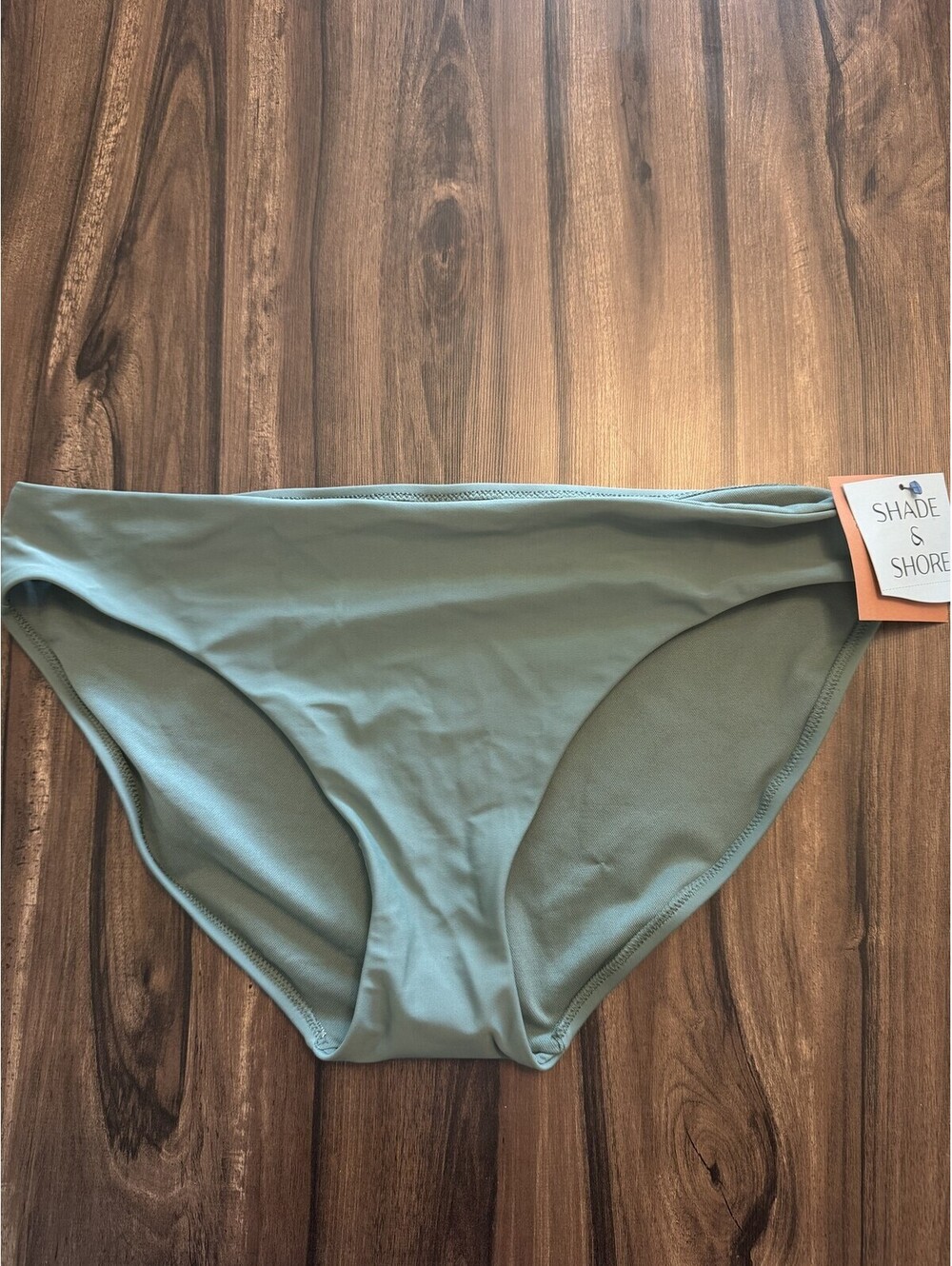Shade & Shore Low Rise Full Coverage Bikini Bottom Green Women's Size L NWT